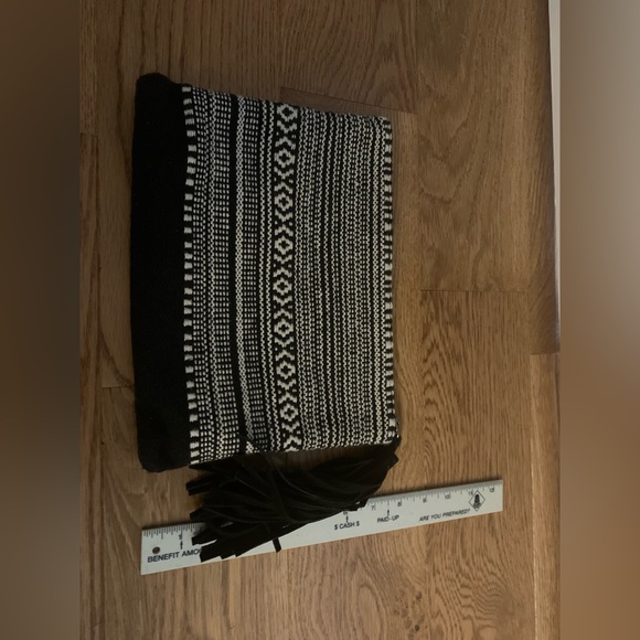 Lucky brand woven tote with matching pouch black and white - Picture 7 of 9